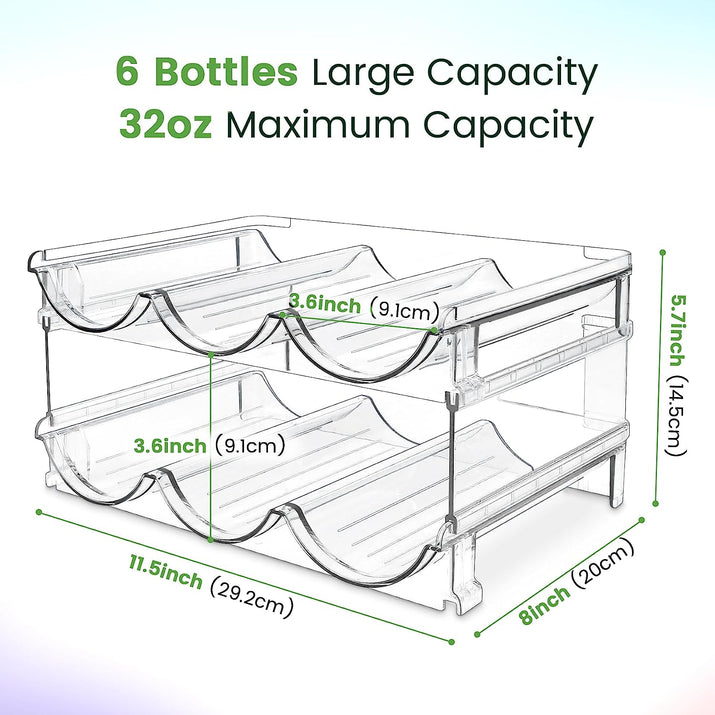 Water Bottle Organizer for Cabinet, Water Bottle Storage Organizer, 2 Packs Water Bottle Storage Rack, Water Bottle Holder for Cabinet, Stackable Water Bottle Storage Rack